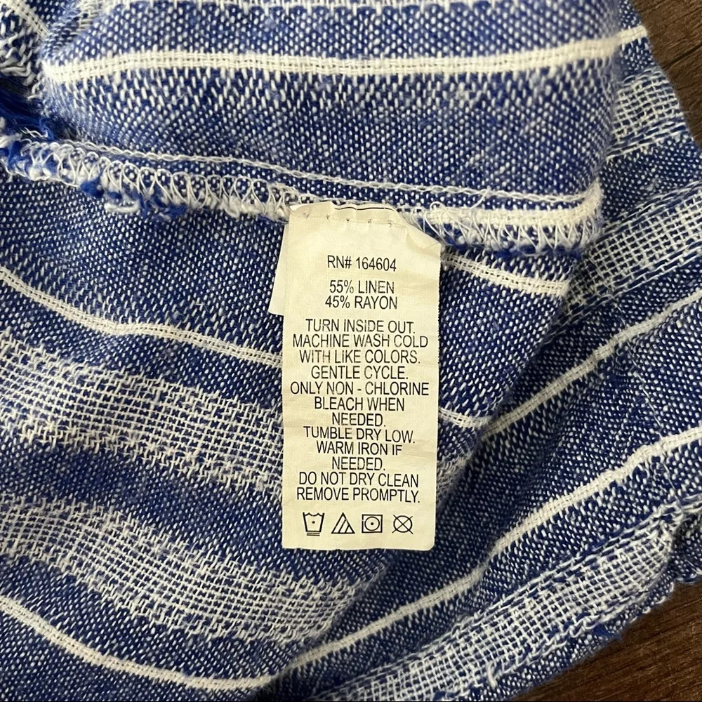 Blue Boho Striped Linen Jumpsuit - Picture 12 of 13